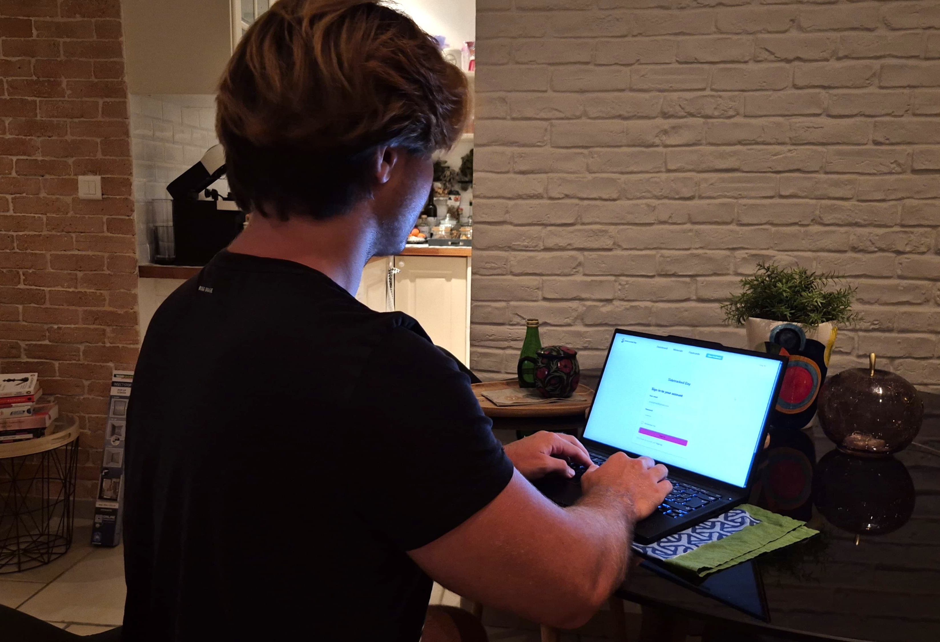 Student using Sidetracked Day app with organized study interface